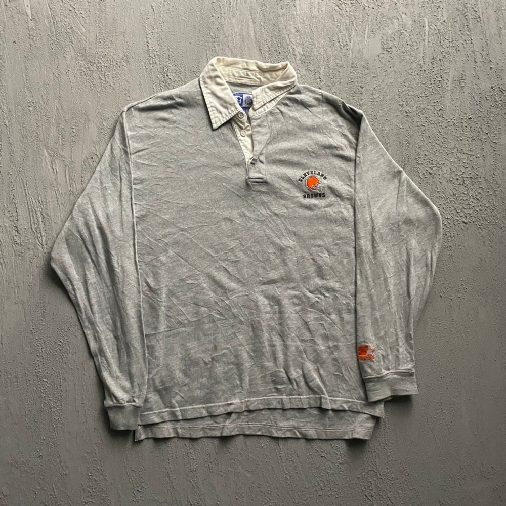 Vintage Cleveland Browns Rugby Shirt Men Large Grey 90s Starter